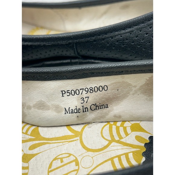 FLY LONDON Black Leather Perforated Wedge Ballet Flats Women Size 37 P500798000 - Picture 5 of 11